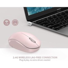 Htun Kablosuz Fare, USB Alıcı Taşınabilir Bilgisayar Fareler ile 2.4g Gürültüsüz Fare (Pembe) (Yurt Dışından)