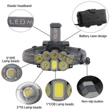 Htun 100000LM 2t6 + 5xpe + 1cob 8led Far Şarj Edilebilir El Feneri USB Far 2 * 18650 6 Modu Su Geçirmez Ultra Parlak Far (Yurt Dışından)