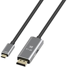 Htun Gri USB C Için Displayport 1.4 8k Kablosu USB C Pd 8 K @ 60HZ 4K @ 144HZ Thunderbolt 3 - MacBook Pro 2019 2020 Dell Xps Için Displayport | (Yurt Dışından)