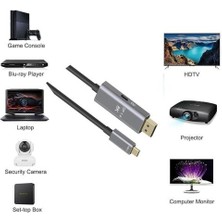 Htun Gri USB C Için Displayport 1.4 8k Kablosu USB C Pd 8 K @ 60HZ 4K @ 144HZ Thunderbolt 3 - MacBook Pro 2019 2020 Dell Xps Için Displayport | (Yurt Dışından)