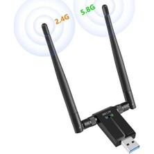 Htun Pc Için Kablosuz USB Wifi Adaptörü - 802.11AC 1200MBPS Çift 5dbi Anten (Yurt Dışından)