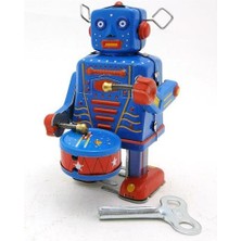 Htun Vintage Retro Davul Robot Teneke Oyuncak Klasik Clockwork Rüzgar Up Koleksiyonu Robot Teneke Oyuncak Yetişkin Çocuklar Için Koleksiyon Hediye | Rüzgar Up Oyuncaklar