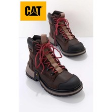 Cat Dark Brown Leather Erkek Outdoor Bot CAT1111111303