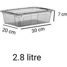 Foly Life 8 Adet 2,8 Litre Royal Box Antrasit Kilitli Kapak Erzak ve Saklama Kabı