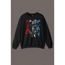So Cool Ac Dc Kırmızı Bordo Gri Mavi Angus ve Malcolm Young Rock'n Roll Baskılı Sweatshirt