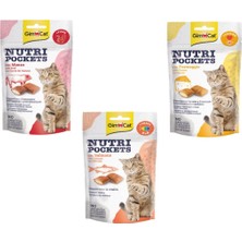 Gimcat Nutripockets Kedi Ödülü Biftek Malt 60GR + Kedi Ödülü Somon Omega 3&6 60GR + Kedi Peynir Taurin 60GR