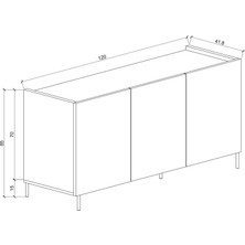 Suba Home Demir Ayaklı Mdf Şık ve Çok Amaçlı 3 Kapaklı 120 cm Siyah Konsol