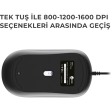 Lenovo Lecoo MS104 USB Kablolu 1600DPI 4 Tuşlu Optik Mouse Siyah