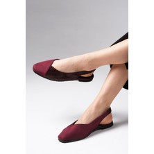 Mio Gusto Debby Bordo Renk Arkası Açık Kadın Düz Babet Ayakkabı