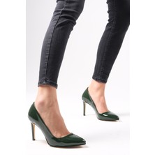 Mio Gusto Basic Yeşil Rugan Kadın Stiletto Topuklu Ayakkabı