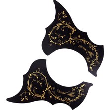 Fenteer 2 Adet 40 41IN Halk Gitar Pickguards Pvc Sol ve Sağ El Aksesuarları Seti 2 * Siyah Altın (Yurt Dışından)