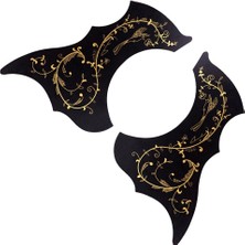 Fenteer 2 Adet 40 41IN Halk Gitar Pickguards Pvc Sol ve Sağ El Aksesuarları Seti 2 * Siyah Altın (Yurt Dışından)