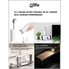 Flyon 3+1 Şarjlı Kitap Okuma Lambası , Fener 3 Kademeli ,Acil durum Powerbank ve Telefon Tutucu Lamba