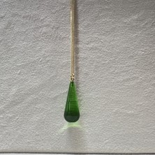 Amber By Mazukna Sertifikalı Karayip Damla Kehribar Kolye Yeşil Damla Kesim Gümüş Altın Kaplama 45CM Zincir