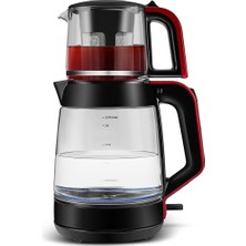 Glass Tea Xl 2 In 1 Cam Çay Makinesi Koyu Kırmızı