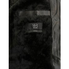 Süvari Slim Fit Çıkma Yaka Deri Içi Kürklü Siyah Erkek Mont