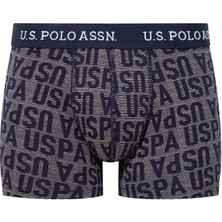 U.S. Polo Assn. Erkek İndigo-Lacivert-Baskılı 3'lü Boxer 80503