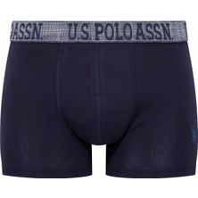 U.S. Polo Assn. Erkek İndigo-Lacivert-Baskılı 3'lü Boxer 80503