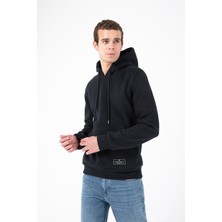 Içi Polarlı Regular Fit Standard Kesim Kanguru Cepli Basic Kapüşonlu Sweatshirt