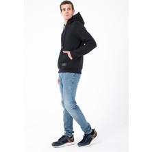 Içi Polarlı Regular Fit Standard Kesim Kanguru Cepli Basic Kapüşonlu Sweatshirt