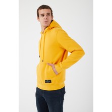 Içi Polarlı Regular Fit Standard Kesim Kanguru Cepli Basic Kapüşonlu Sweatshirt