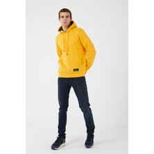 Içi Polarlı Regular Fit Standard Kesim Kanguru Cepli Basic Kapüşonlu Sweatshirt