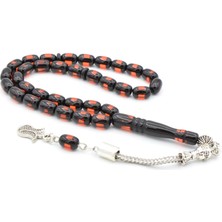 Murty99 Bilek Boy Siyah Kırmızı Sürmeli Sıkma Kehribar Tesbih