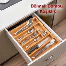 Porsima  07168  Bambu Açılır Kaşıklık - Çekmece Içi Tezgah Üstü Kaşıklık Organizer