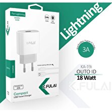 K.fulai KA-19I 15W Hızlı Şarj Adaptörü + Lightning USB Kablo