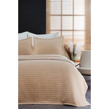 Evlen Home Collection Pamuklu Yatak Örtüsü Çift Kişilik Real Jakarlı 3 Parça Çizgili Düz Sade Çeyizlik