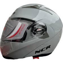 NCR Motosiklet Ncr Çene Açılır Vizörlü Parlak Gri Kask