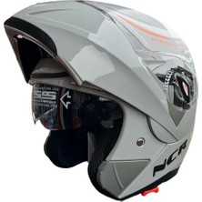 NCR Motosiklet Ncr Çene Açılır Vizörlü Parlak Gri Kask