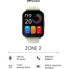 HiFuture FutureFit Zone2 Bluetooth 5.2 IP68 Su Geçirmez 1.96 inç Arama Özellikli iOS&Android Uyumlu Nabız Spor Kan Oksijen Takibi 50mm Akıllı Saat Uzay Grisi