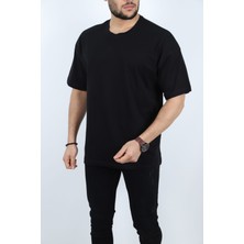 Frezzbi Erkek Basic %100 Pamuklu Bisiklet Yaka Oversize Kısa Kollu T-Shirt