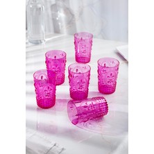 EW's Kitchenware Akrilik Pembe 6 Lı Kısa Bardak & Su Meşrubat Kahve Yanı Bardağı 400 ml (Cam Değildir )
