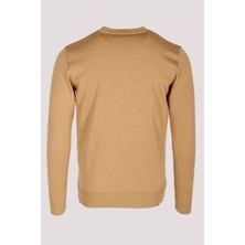 Ncs Erkek Triko Camel Bisiklet Yaka Desenli Slim Fit Pamuklu Kazak Ncs 3722