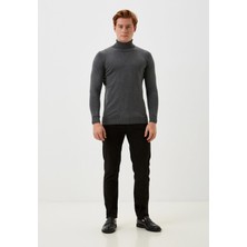 Ncs Erkek Tam Balıkçı Boğazlı Triko Koyu Grimelanj Slim Fit Pamuklu Sık Örme Kazak Ncs 3003