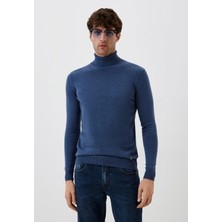 Ncs Erkek Tam Balıkçı Boğazlı Triko Mavimelanj Slim Fit Pamuklu Sık Örme Kazak Ncs 3003