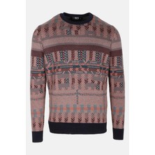 Ncs Erkek Triko Lacivert Bisiklet Yaka Desenli Slim Fit Pamuklu Kazak Ncs 3721