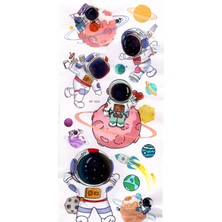 Limmy Duvar Sticker Kabartmalı 3 Boyutlu Sticker, 3D Duvar Stiker (HX004) 55X25 cm - Astronot Gezegenler