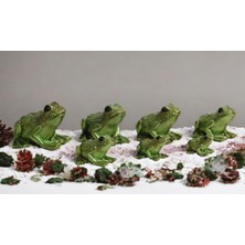 Elifeshop Lüks Motifli Taşlı Aynalı 7’li Kurbağa Biblo Heykel Hediyelik Dekoratif Ürün Konsol Süsü Ev Hediyesi