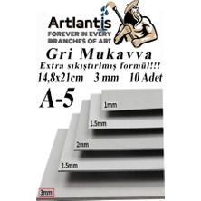 Artlantis A5 Mukavva Gri 3 mm 10 Adet 1 Paket 14 8 x 21 cm A - 5 Mukavva 3 mm Kalınlığında A - 5 Mukavva