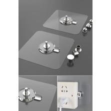 İbico 4 Adet Kendinden Yapışkanlı Duvar Kancaları Şeffaf Raf Duvar Askıları Mutfak Banyo Vida Kanca Çivi