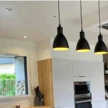 Riolight  Retro,vintage,rustik Siyah Üçlü Sıralı Masa Üstü 3XE27 Sarkıt Metal Avize UZUNLUK:60CM