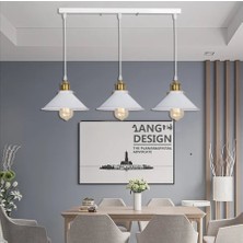 Riolight  Retro,rustik,vintage Beyaz 3XE27 Sıralı Masa Üstü Sarkıt Metal Avize UZUNLUK:60CM