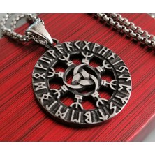 Viking Gotik Tarz Paslanmaz Çelik Kabartma Rune Harfli Celtic Düğüm Viking Kolye