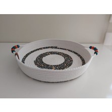Home Decors By Özlem Kulplu Elyapımı Sepet Hasır Sepet Düzenleyici Organizer Dekorasyon Hediyelik BEYAZ-32X6CM