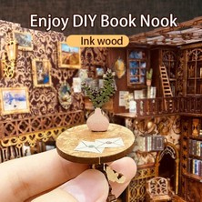 CUTEBEE Book Nook Sihirli Kütüphane Kiti – DIY oyuncak bebek evleri minyatür ev kiti, mobilya ve LED ışıklı, 3D yapboz ahşap kitap destekleri, yetişkinler için yapı setleri (Eternal Bookstore)