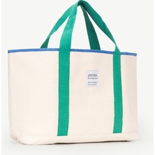 Huge Extra Large Linen Bag Green Ecru