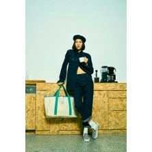 Huge Extra Large Linen Bag Green Ecru